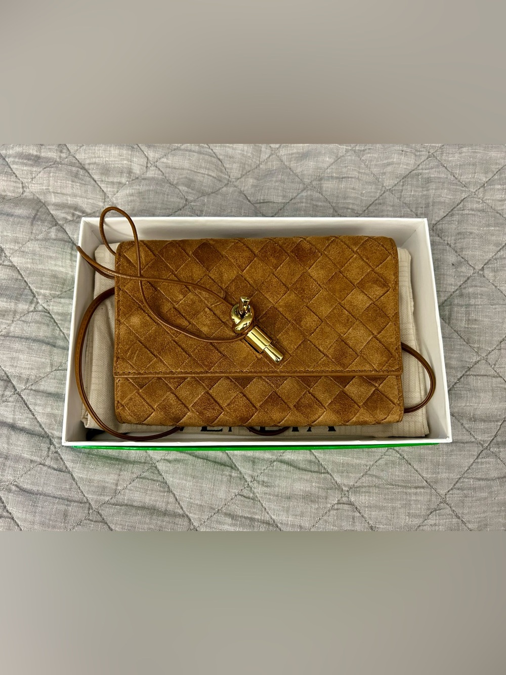 Bottega Veneta Andiamo Intrecciato Suede Crossbody Bag + Box & Dust Bag - Picture 11 of 16